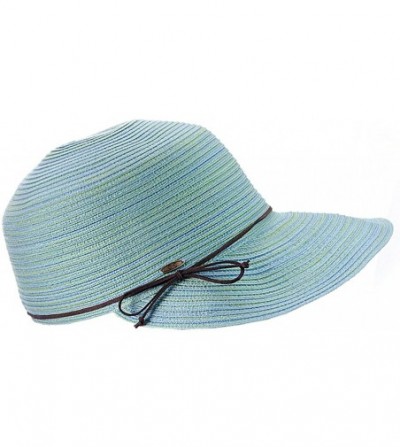 Fedoras Women's Multicolor Weaved Crushable Sun Hat w/Slim Bow Accent - Aqua - C111WWYG4NL