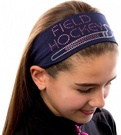 Headbands Field Hockey Rhinestone Stretch Headband for Girls- Teens and Adults - Navy blue - C511QC7QUKL