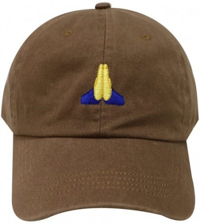 Baseball Caps Pray Emoji Cotton Baseball Cap Dad Hats - Brown - CO12JQZSOBD