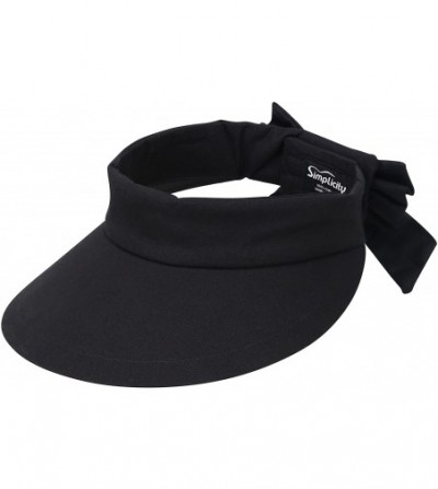 Visors Women's SPF 50+ UV Protection Wide Brim Beach Sun Visor Hat - Black - CZ12J70S3H7
