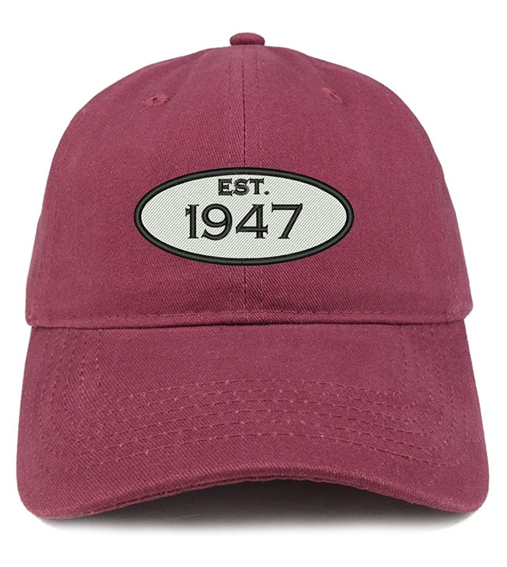 Baseball Caps Established 1947 Embroidered 73rd Birthday Gift Soft Crown Cotton Cap - Maroon - CO180LC2WAW
