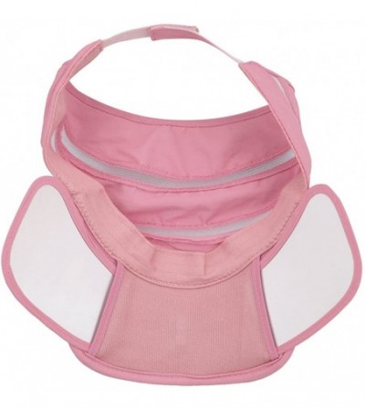 Visors Womens Summer Wide Brim UV Mesh Empty Top Sun Hat Cap with Retractable Visor - Pink - CU18DXQDR5A