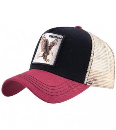Baseball Caps Unisex Animal Mesh Trucker Hat Snapback Square Patch Baseball Caps - Red Black Eagle - CY18MGAOYC2
