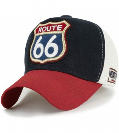 Baseball Caps Route 66 Embroidery Patch Mesh Baseball Cap Premium Limited Edition - Red - CO18SSOE3C0