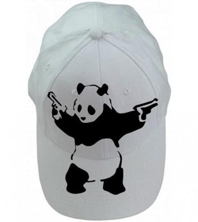 Baseball Caps Panda Holding Guns 2nd Amendment 100% Cotton White Adjustable Cap Hat - C711GWDG1X1