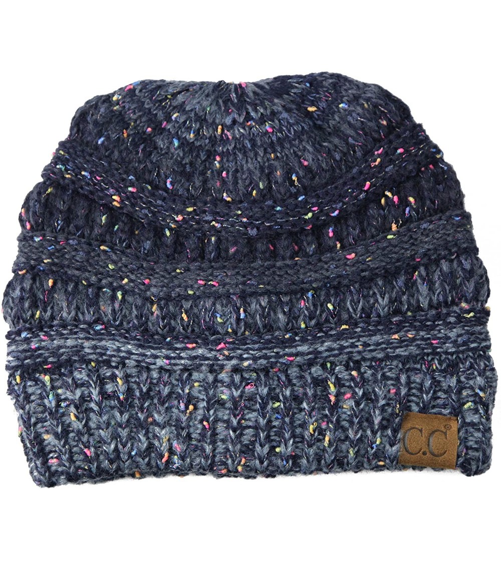 Skullies & Beanies Womens Warm Confetti Chunky Ombre Knit Beanie Hat Cap - Navy - CH12NRMPZ38