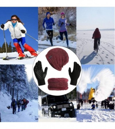 Skullies & Beanies Hat Beanie Scarf Scarves Gloves Combo Adult Women Men Winter Warm Snow Skull Cap Set Touch Glove Mittens J...