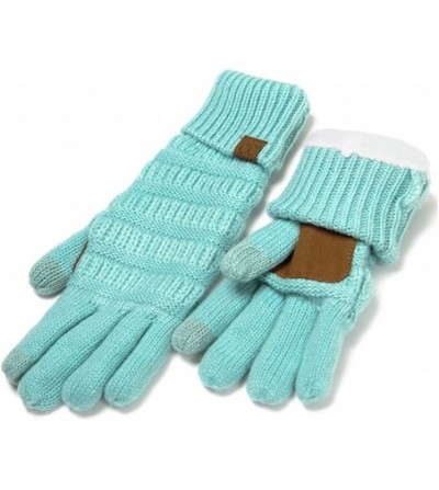 Skullies & Beanies Sherpa Lining Winter Warm Knit Touchscreen Texting Gloves - 2 Tone Black 23 - CX18Y8ALL0N