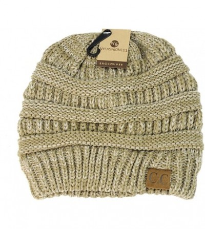 Skullies & Beanies Unisex Multicolor Warm Cable Knit Thick Beanie Cap - Two Tone Taupe - CR1252HW6R7