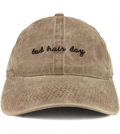 Baseball Caps Bad Hair Day Embroidered Unstructured Washed Cotton Baseball Dad Cap - Khaki - CJ1877KI4LO