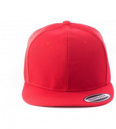 Baseball Caps Blank Adjustable Snapback Cap-Classic Flat Bill Visor Hat Baseball Cap - Red/Red - C018EIAC053
