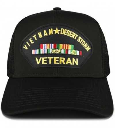 Baseball Caps Vietnam and Desert Storm Veteran Embroidered Patch Snapback Mesh Trucker Cap - Black - CL189OKZZ9W