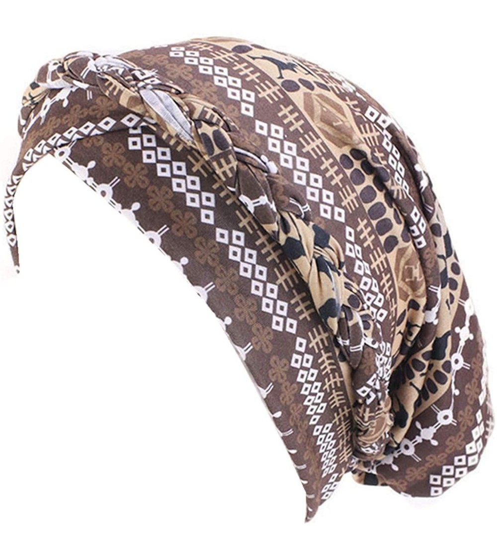 Skullies & Beanies Womens African Style Braided Dreadlock Hat Bandanas Headwear Cap Turban Chemo Cap - Khaki - CS18UAAW8UO