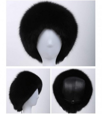 Cold Weather Headbands Women's Winter Warm Fox Fur Hat Cossack Russian Style Hat Caps with Stretch - Black - CH18M66OOIL