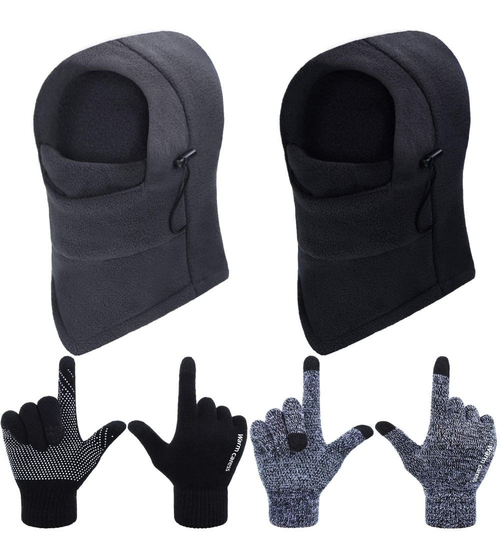 Skullies & Beanies 4 Pieces Winter Balaclava Ski Mask Full Face Mask Touchscreen Gloves for Winter Outdoor Sport - Black and ...
