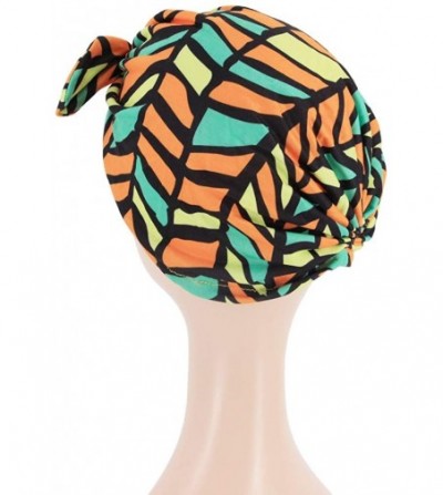Skullies & Beanies Shiny Flower Turban Shimmer Chemo Cap Hairwrap Headwear Beanie Hair Scarf - Orange3 - CN18WXI9L7X