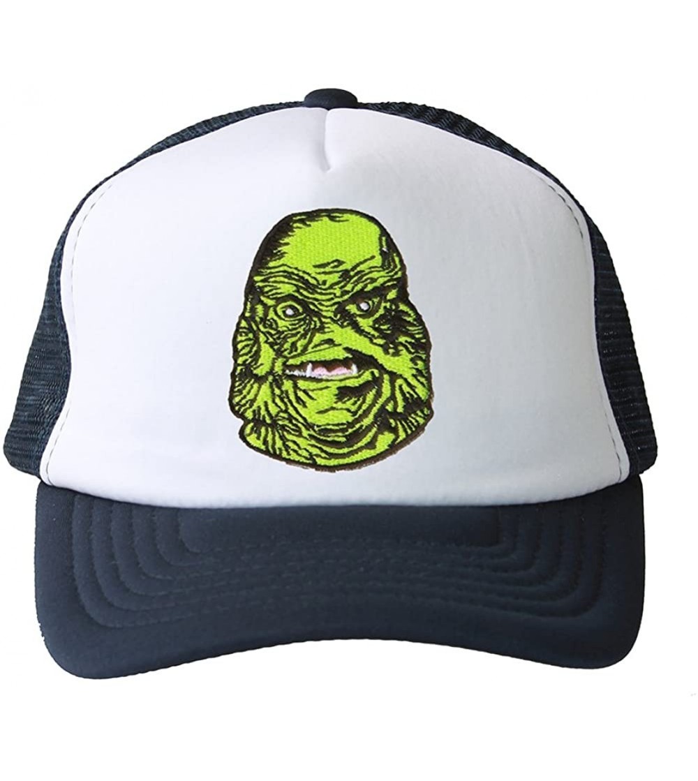 Baseball Caps Trucker Mesh Vent Snapback Hat- Creature 3D Patch Embroidery - Navy Blue - CQ11C151UFX