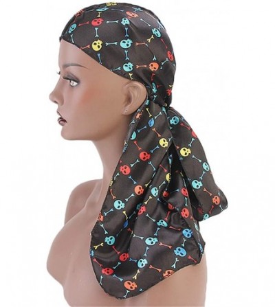Skullies & Beanies Print Silky Durags Turban Silk Du Rag Waves Caps Headwear Do Doo Rag for Women Men - Tjm-05k-4 - CB18LNSZKRA