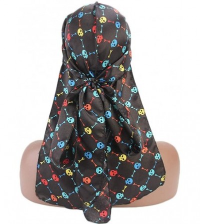 Skullies & Beanies Print Silky Durags Turban Silk Du Rag Waves Caps Headwear Do Doo Rag for Women Men - Tjm-05k-4 - CB18LNSZKRA