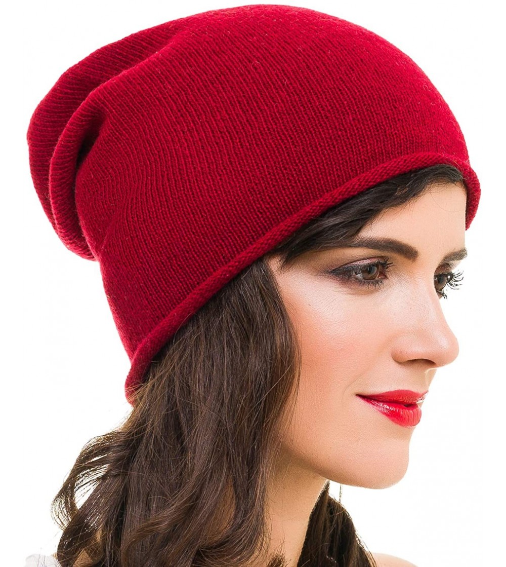 Skullies & Beanies Beanie for Women Solid Color Hat Skull Skully Cap Toboggan Fashion Fall Winter - Red - CL18HZM6OTR