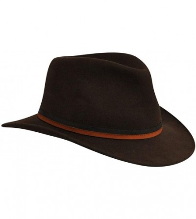 Fedoras Felt Outback Hat - Dark Olive - C6114ZZZSCN