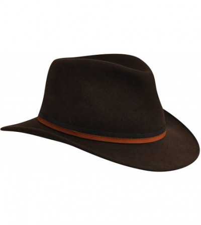 Fedoras Felt Outback Hat - Dark Olive - C6114ZZZSCN