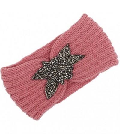 Headbands Bohemia Headband- Women Diamond Knitting Handmade Keep Warm Hairband - Pink@ - CG18KMQXI9Z