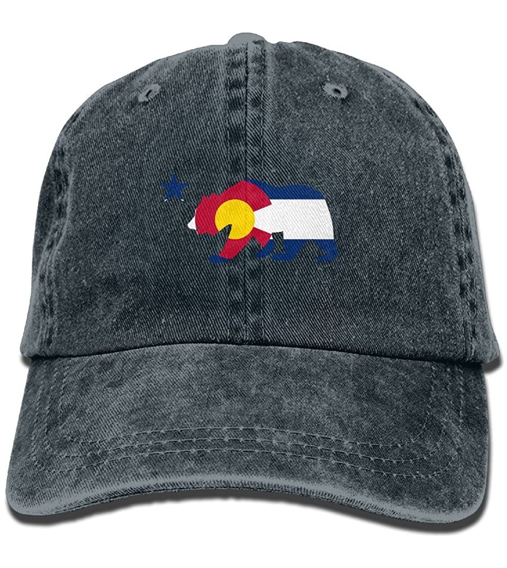 Skullies & Beanies Colorado State Flag Over California Bear Adult Sport Adjustable Baseball Cap Cowboy Hat - Navy - CG185UHCGAX