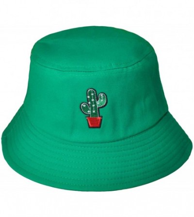 Bucket Hats Unisex Fashion Embroidered Bucket Hat Summer Fisherman Cap for Men Women - Cactus Green - CU18WD0CGZI