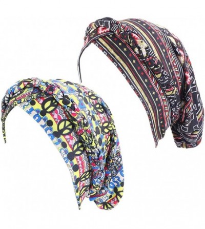 Skullies & Beanies Turbans for Women African Pattern Knot Headwrap Beanie Pre-Tied Bonnet Chemo Cap Hair Loss Hat - CC18YOW4Y2T