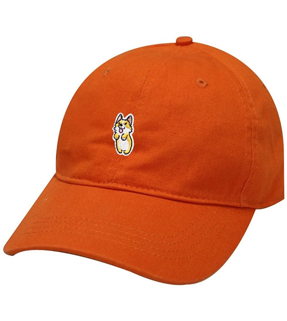Baseball Caps Cute Welsi Corgi Cotton Baseball Dad Caps - Orange - CC185WI28IG