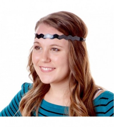 Headbands Adjustable Non Slip Smooth Glitter & Sports Headbands for Girls & Teens Multi Packs - Wave Black & Pink 2pk - C511N...