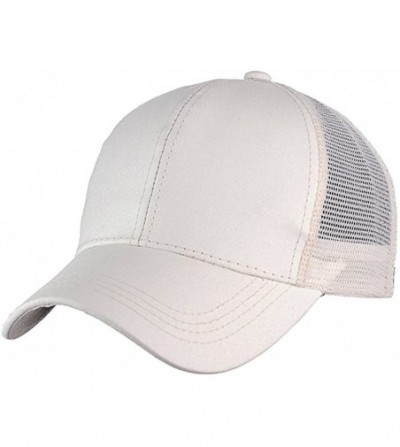 Baseball Caps Ponycap Messy High Bun Ponytail Adjustable Glitter Mesh Trucker Baseball Cap Hair Band As Gift - White - CL18EH...