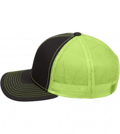 Baseball Caps Custom Trucker Mesh Back Hat Embroidered Your Own Text Curved Bill Outdoorcap - Black/Neon Yellow - CO18K5KU6DY