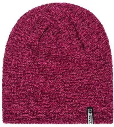 Skullies & Beanies Men's Warm Beanie Winter Thicken Hat and Scarf Two-Piece Knitted Windproof Cap Set - F-wine - C4193CC9404