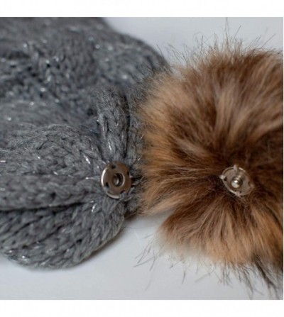 Skullies & Beanies Winter Knit Pom Beanie Hat Scarf Set Women Cute Soft Warm Infinity Scarves - Grey - CP18XOA3762