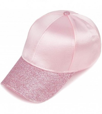 Baseball Caps Glitter Ponytail Baseball Cap High Ponytail Hat Women Messy Buns Mesh Ponycap Dad Hat - Silk Pink - C918RHTOKYR
