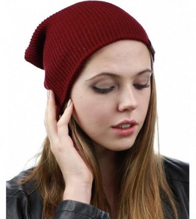 Skullies & Beanies Unisex Comfort & Warm Knitted Daily Beanie Hat - Burgundy - C112HTOVO3N