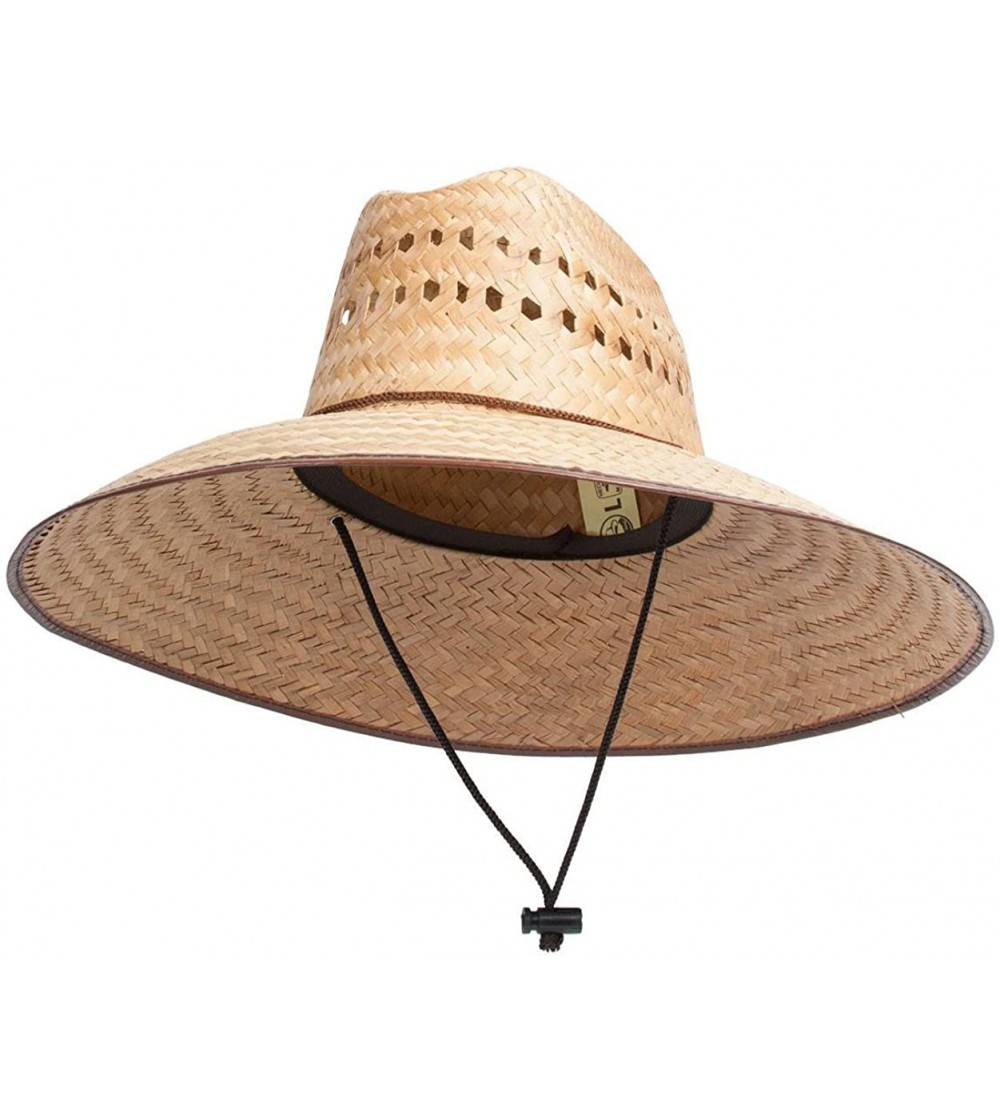 Baseball Caps Ultra 5" Wide Brim Straw Sun Hat w/Panel Holes - Natural - CT11ZGRKSN3