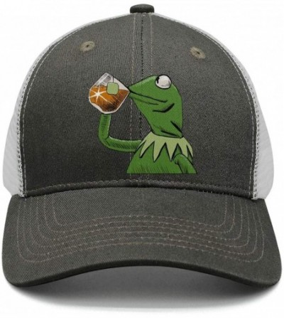 Baseball Caps The Frog "Sipping Tea" Adjustable Strapback Cap - 1000funny-green-frog-sipping-tea-32 - CB18ICUAN60