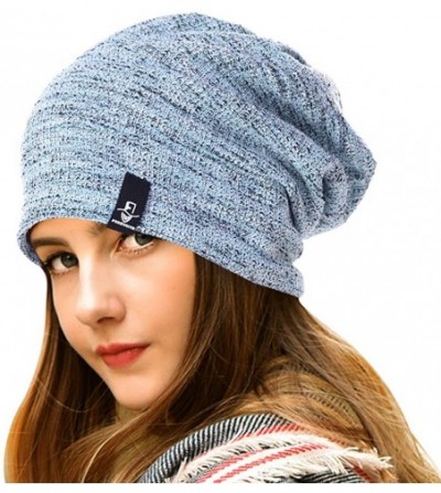 Skullies & Beanies Knit Cap for Women Summer Slouchy Beanie Winter Turban Hat B413 - Lake Blue - CS18YAK7ROW