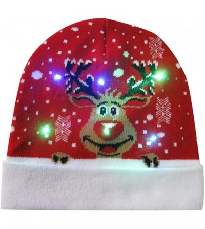 Bomber Hats LED Light-up Knitted Hat Ugly Sweater Holiday Xmas Christmas Beanie Cap - G - C418ZMQWROH