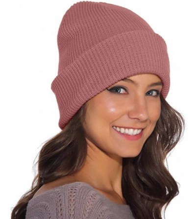 Skullies & Beanies Beanie for Women and Men Unisex Warm Winter Hats Acrylic Knit Cuff Skull Cap Daily Beanie Hat - Pink - C21...