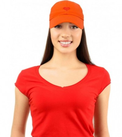 Baseball Caps Pixel Heart Hat Womens Dad Hats Cotton Caps Embroidered Valentines - Orange - C318LGSD5M7