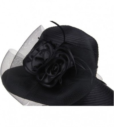 Bucket Hats Lady's Kentucky Derby Dress Church Cloche Hat Bow Bucket Wedding Bowler Hats - Black - CG188MYHAXR