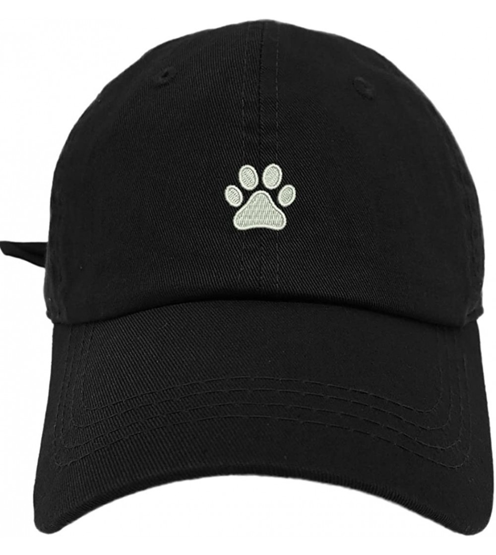 Baseball Caps Dog Paw Style Dad Hat Washed Cotton Polo Baseball Cap - Black - C5188OI2I9N