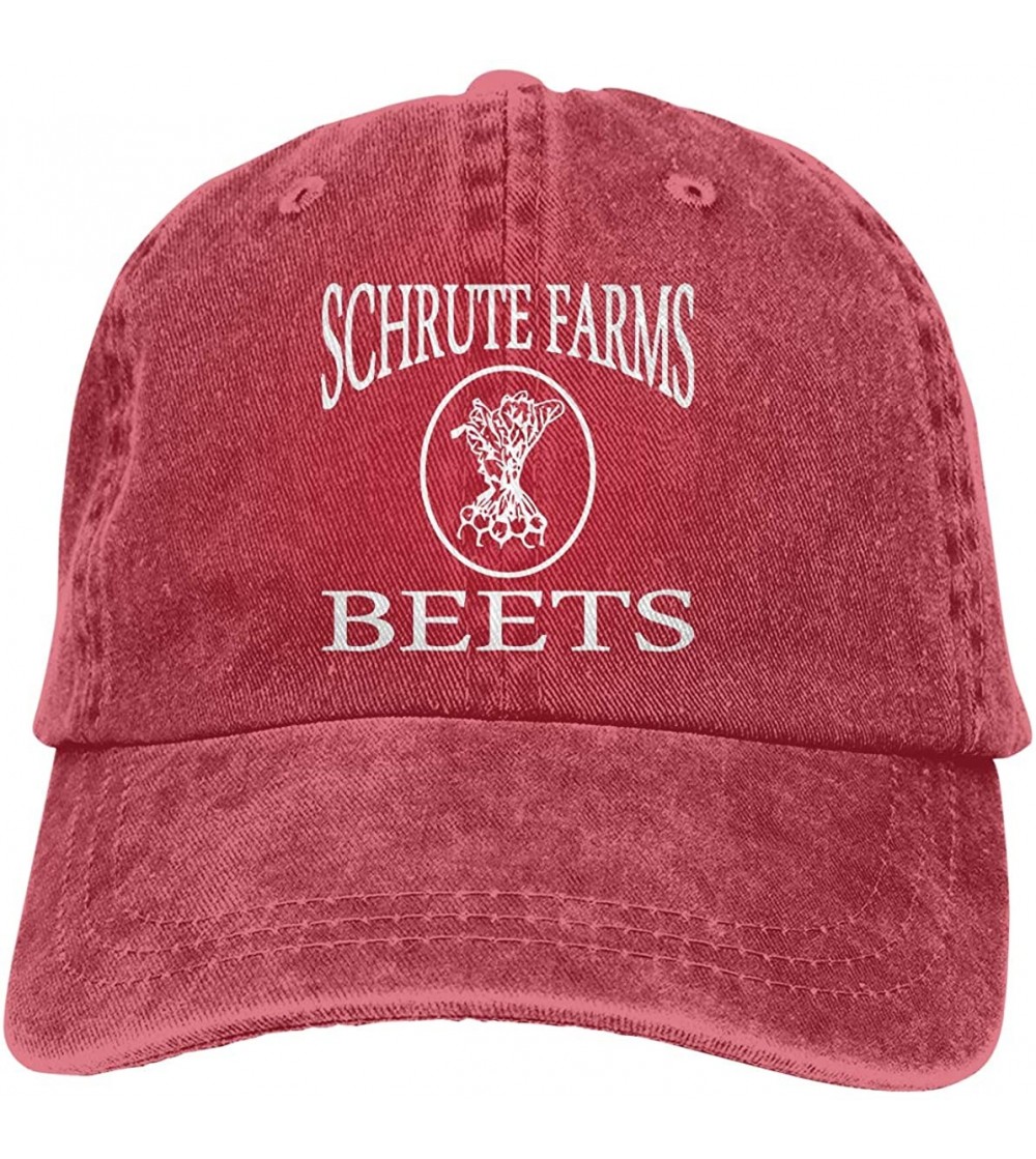 Baseball Caps Unisex Baseball Cap Schrute Farms Beets Retro Washed Dyed Cotton Adjustable Denim Cap - Red - CL186C8ZAN9