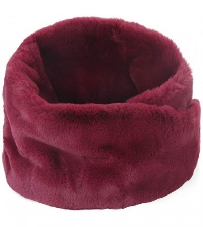 Sun Hats Women Faux Fur Infinity Scarf Soft Winter Warm Neck Warmer Scarfs - Wine Red - CM18IROSCI8
