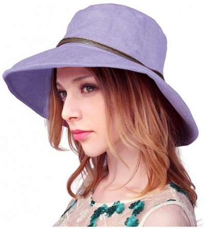 Sun Hats Women's Foldable Floppy Sun Hat with Wide Brim UPF 50+ - Light Purple - CE18QHA63W6