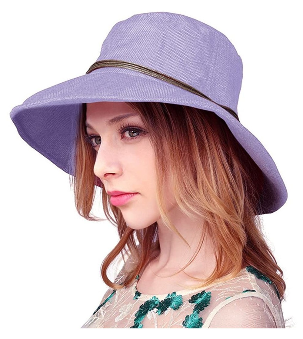 Sun Hats Women's Foldable Floppy Sun Hat with Wide Brim UPF 50+ - Light Purple - CE18QHA63W6